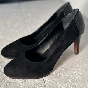 Franco Sarto SZ10 Black Suede Leather Heels Office Dressy Old Money Formal